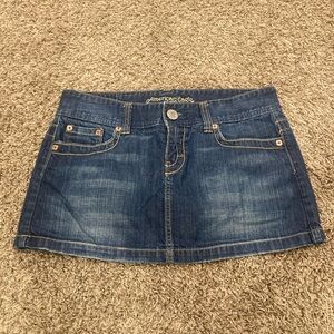 VTG Y2K AMERICAN EAGLE Denim micro MINI SKIRT blue cotton low rise womens 8